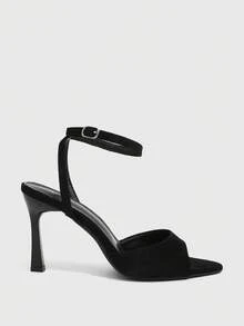 CUCCOO SZL Women's Elegant Suede Ankle Strap High Heel Sandals, Versatile For Commute, Date, Party, Vacation And More