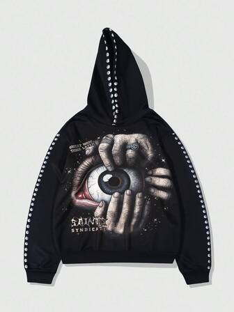 Street Life sweat-shirt à capuche décontracté pour hommes avec motif œil et lettre, automne