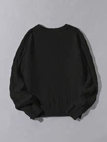 Teen Boy Casual Solid Color Cable Knit Crew Neck Sweater, Autumn/Winter Pullover Knit Sweater Black Sweater Cable Knit Sweater Pullover Sweater Long Sleeve Sweater Boy Sweater Long Sleeve Knit Knit Sweater 8 Years Old Boy Knitwear Sweaters For Teen Boys 8 Years Old Boy Sweater Knit Sweater Boy Knitwear Cable Knit Sweater Youth Sweaters Brown Sweater For Teen Boy 8 Years Old Boy Knitwear Sweater For Boys - Black - View 2