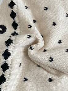 Young Girl Geometric Pattern Round Neck Raglan Sleeve Casual Sweater, Autumn/Winter - Multicolor - View 5