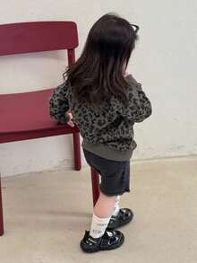 DAZY 女婴豹纹长袖休闲卫衣 幼儿女童服装 - 灰色 - 查看 2