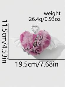 ROMWE Kawaii 1 件 Y2K 复古朋克哥特风格棕色仿皮草豹纹铆钉 3D 心形十字架吊坠钥匙扣，适合女性、日常佩戴或礼物、万圣节 - 玫紅色-23 - 查看 8