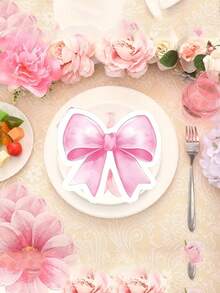 30/50PCS Pink Bowknot Napkins 4 Side Unique Design Decorative Tableware Accessories For Wedding Bridal Shower Bachelorette Party Birthday Tea Break Celebration Cute Elegant Theme Decoration Party Supplies Table Setting - Multicolor - View 6