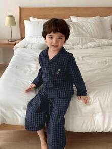 Hapijoa Toddler Boys Home Clothes For Fall - Navy Blue - View 3