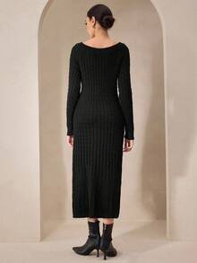 Graceveil Abito maglione invernale da donna con nodo attorcigliato, colore nero - nero - Visualizzare 8