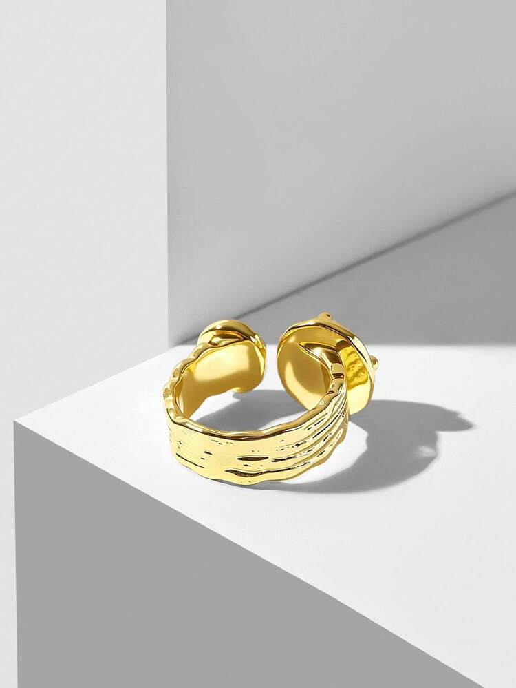 18K PLATED NATURAL STONE RING