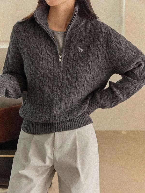 Dazy-Less Pull ample décontracté à demi-zip pour femmes, nouvelle collection automne