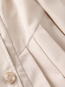 SHEIN Teenage Girls' Comfortable Casual Elegant Princess Style Button-Up Short Jacket And Pleated Dress Set, Spring/Autumn - Apricot - View 3