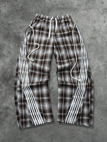 Street Life Pantaloni della tuta a gamba dritta a quadri unisex, stile street, autunno/inverno