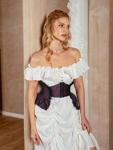 Myrelith Thắt lưng buộc dây phong cách Gothic Dark, thắt lưng corset đa năng và thon gọn - Màu Đỏ Sâu - Xem 4