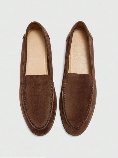 CUCCOO BIZCHIC Women's Fashionable Coffee-Colored Suede Comfortable Casual Loafers, Suitable For Outdoor, Commuting, Work, Daily Wear For Christmas Spring Shoes