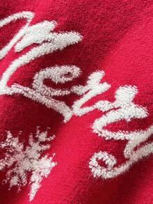 SHEIN Cosyjoi Plus Size Casual Christmas Snowflake 3D Flower Handmade Knit Sweater Red Christmas Sweater Christmas Clothes Winter Tops For Women Christmas Sweaters For Women - Red - View 3