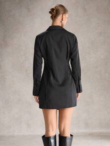 SHEIN Unity Fashionable Asymmetric Ruffle Trim Flattering Dress For Women - Khaki - View 2