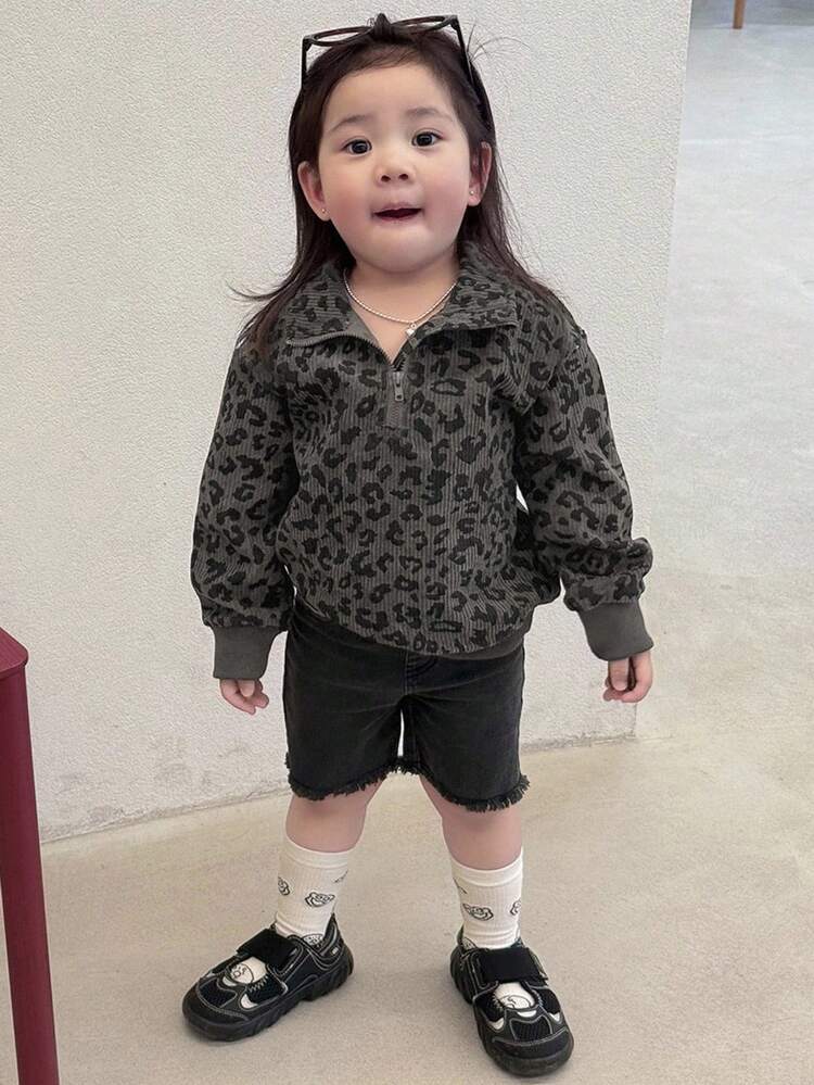 Baby Girl Leopard Print Long Sleeve Casual Sweatshirt Toddler Girls Clothes