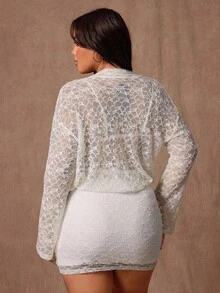 Rustia Plus Size Women Plunging Neckline Lace Trim Sexy Blouse