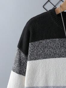 Teen Boy Striped Crew Neck Long Sleeve Casual Loose Knit Sweater, Autumn/Winter Mens Striped Sweater Crew Neck Sweater Colorblock Knitwear Long Sleeve Pullover Sweaters For Teen Boys Color Block Sweater Knit Sweater Sweater For Tweens Sweaters For Teen Boys Mens Sweaters Colorblock Sweater Knitted Sweater Long Sleeve Knit Knit Sweater 8 Years Old Boy Knitwear Sweaters For Teen Boys 8 Years Old Boy Sweater Knit Sweater Boy Knitwear Cable Knit Sweater Youth Sweaters Brown Sweater For Teen Boy 8 Years Old Boy Knitwear Sweater For Boys