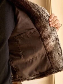 Manfinity NXTstreet Men's Fleece Casual Loose Faux Fur Jacket With Lapel Neck Winter - Brown - View 6