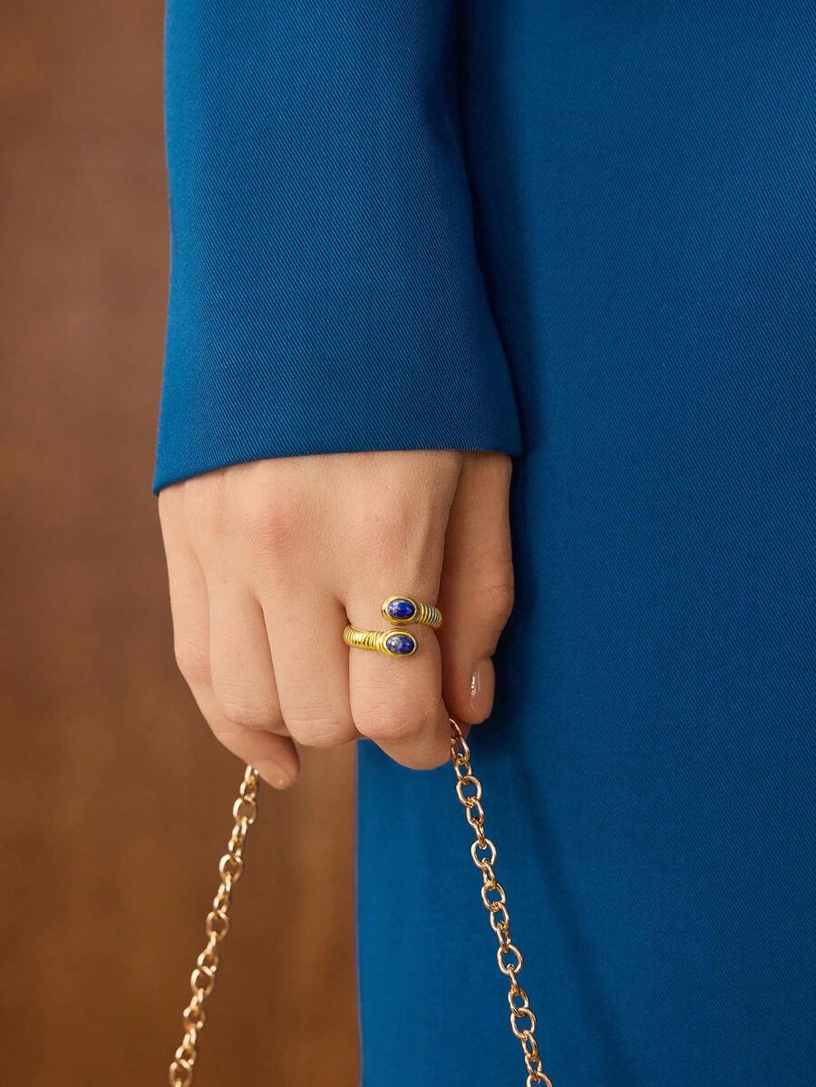 MOTF PREMIUM 18K镀金开口戒指 - 金色 - 查看 1