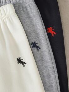 SHEIN Genkimix Kids 6 件套年轻男孩休闲运动学院街头可爱小马印花运动衫 + 裤子，适合日常穿着、上学、郊游、运动、春秋季 - 彩色 - 查看 6