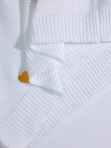 SHEIN 孕妇休闲心形刺绣抽绳连帽落肩毛衣，秋冬