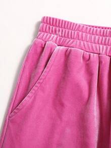 2pcs/Set Young Girls Elegant Fashion Comfortable Party & Street Velvet Hoodie Sweatshirt Jacket & Loose Fit Sweatpants Set, Pink Faux Fur Patchwork, Cute Casual Retro Autumn/Winter, Matching Mother-Daughter, Sister Sets Pink Clothes Pink Outfit Full Outfit Set Valentines Day Pink Outfit Pink Set Christmas Clothes Pink Outfit Teen - Pink - View 8