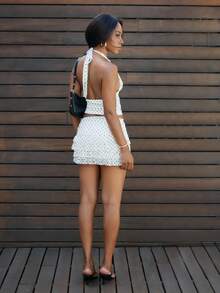 Áo ba lỗ hở lưng in họa tiết chấm bi không tay hở lưng cho nữ - Màu be - Xem 2