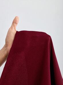 SHEIN CURVE+ Suéter negro de punto extra grande con capucha ultrashort, adecuado para usar en otoño e invierno - Burdeos - Ver 9