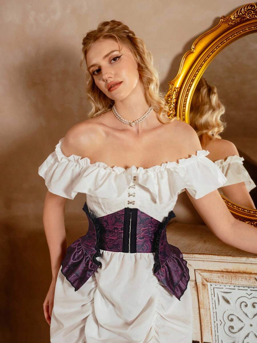 Myrelith Thắt lưng buộc dây phong cách Gothic Dark, thắt lưng corset đa năng và thon gọn - Màu Đỏ Sâu - Xem 1