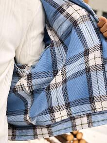 SWAVVY Men's Fashionable Plaid Lapel Jacket, Autumn/Winter - Blue - View 7