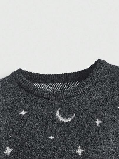 Goth Femmes Rétro Halloween Squelette Jacquard Col Rond Ample Pull Lâche, Unisexe