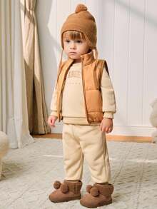 Cozy Pixies 秋冬百搭休闲时尚百搭毛绒加厚保暖可爱柔软宝宝雪地靴搞怪小球短靴拖鞋 - 棕色 - 查看 3