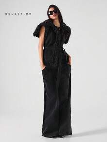 LYSMO SELECTION 2025 Nueva llegada Chaqueta de chaleco minimalista de moda para mujer de otoño/invierno con capa exterior y forro de piel sintética, diseño de cinturón en la cintura, capucha con capucha desmontable que se convierte en una solapa, diseño multifuncional, bolsillos grandes. Perfecto tanto para el transporte urbano como para atuendos casuales diarios, cálido y cómodo, que muestra un estilo premium, práctico para el uso diario.