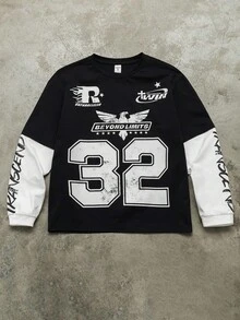 Coolane Kids Tween Boy Winter Loose Casual Sports Round Neck Printed Black Sweatshirt,Christmas/New Year/Thanksgiving/Party/Elegant/Chic, Boys Hip Hop Clothing, Y2k Clothes Boy - Black and White - View 3