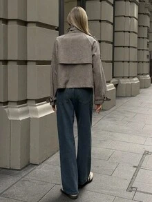 Aloruh Women's Fall/Winter Fashion Chic Casual Loose Houndstooth Patterned Jacket,Women's Winter Jacket,Fall Clothes For Women,Cozy Fall And Winter Clothes For Women - Khaki - View 2