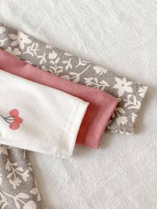 3pcs Newborn Baby Boys/Girls Soft & Comfortable Thin Floral Print Zipper Jumpsuit Set, Long Sleeve Romper & Pants, Casual Outfit For Autumn/Winter - Multicolor - View 7