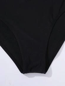 Swim Vcay Summer Beach Solid Bikini Set Crisscross Tie Back Bra & Overlap High Waisted Bottom 2 Piece Bathing Suit