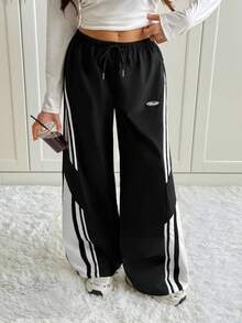 SHEIN Tall Pantalon parachute blocs de couleurs pour femmes, pantalon cargo, tenue de sortie et de concert pour le printemps et l'été