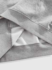 ROMWE MEN Men's Casual Solid Color Hoodie, Fall - Grey - View 5