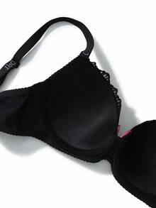 SHEIN 1pc Sexy Lace Patchwork Sheer Minimalist Lift & Support Wireless Bra For Small Bust - Multicolor - View 11