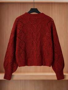 Franclia 新款秋冬休闲宽松柔软大气百搭女士针织开衫 - 紅色 - 查看 2