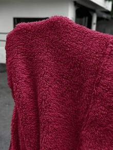 SHEIN EZwear Burgundy Casual Warm Plus Size Sweatshirt, Autumn/Winter - Burgundy - View 6