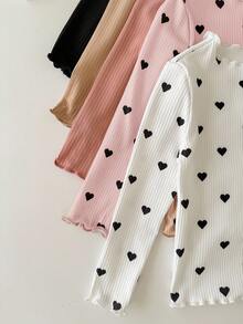 SHEIN 10pcs Baby Girl Polka Dot Print Long Sleeve T-Shirt Set, Cute & Versatile, Autumn/Winter - Multicolor - View 3