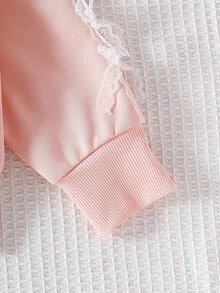 Genkimix Kids 少女白色可爱蕾丝蝴蝶结丝带连帽夹克 - 珊瑚粉 - 查看 5