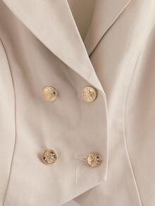 Amorya Women's Elegant Belted Double-Breasted Jacket And Pleated Skirt 2 Pieces Set, Suitable For Daily Commute And Multiple Occasions Autumn Clothes