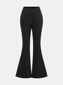 Girlism 2pcs/Set Tween Girls Solid Color Flared Pants Bottoms, Versatile Daily Wear - Navy Blue - View 7
