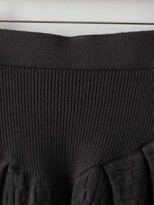 GlowEve Women Faux Pearl Decor Button Front Long Sleeve Top And Skirt Sweater Set