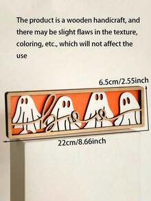 1Pc Halloween Ghost Boo Wooden Table Sign – Cute Black And White Ghost Figurine, Rustic Halloween Desktop Decor, Spooky Tiered Tray Decoration For Home, Office, Party - Multicolor - View 11