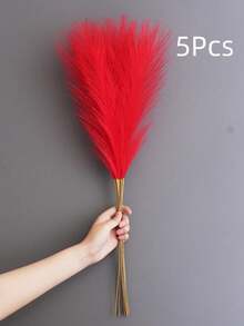 10/20/30/40pcs Artificial Grass,High. Fluffy Silk Artificial Pampas Grass Flowers. They Are Bohemian Style Decorations. They Are Suitable For Decorating Home, Living Room, Kitchen, Wedding, Vase, Bedroom, Room, Garden Home Decor Back To School Room Decor School Supplies,Fake Plants - Red - View 15