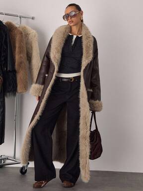 SHEIN BAE Damska kurtka ze sztucznego futra w stylu vintage, patchworkowa, jesień/zima