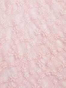 Sweetra Plus Size Elegant Lace Bow Front Long Flare Sleeve Blouse, Versatile Casual & Date Wear T-Shirt - Pink - View 7